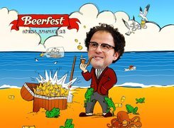 Beerfest, mężczyzna, fajka, plaża