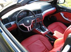 BMW 3, E46, Czerwone, Skóry