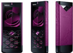 Nokia 7900, Czarna, Różowa, Przód, Tył, Boki