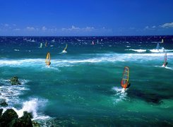 Morze, Skały, Windsurfing