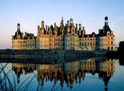 Francja, Chambord, Odbicie, Woda, Zamek Chateau de Chambord, Rzeka Cosson