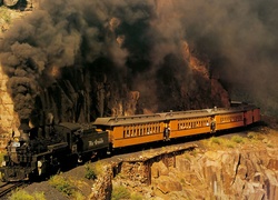 Pociąg, Czarny, Dym, Węgiel