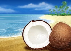 Plaża, Woda, Kokos