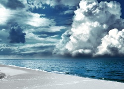 Plaża, Morze, Chmury