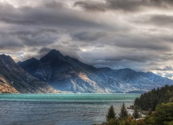 Jezioro, Góry, Queenstown, Nowa Zelandia