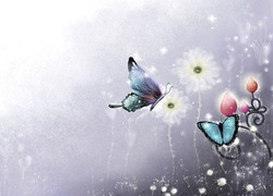 Motyle, Kwiaty, Grafika 2D