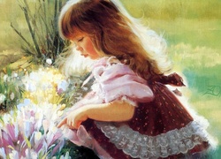 Dziewczynka, Kwiaty, Reprodukcja, Donald Zolan