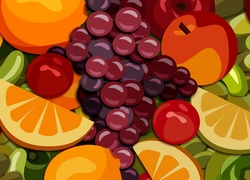 Owoce, Pomarańcze, Winogrona