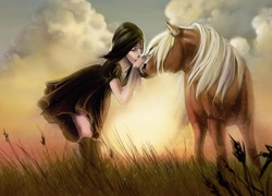 Dziewczyna, Koń, Pocałunek