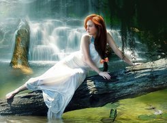 Kobieta, Rzeka, Wodospad