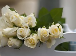 Białe, Róże, Łóżko