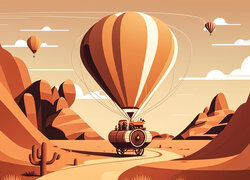 Balony nad pustynią w grafice