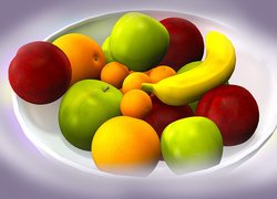 Owoce, Banan, Jabłka, Pomarańcze, 2D