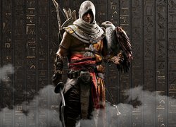 Assassins Creed : Origins, Bayek, Sokół, Ściana, Hieroglify