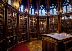 Biblioteka John Rylands Library, Wnętrze, Regały, Książki, Manchester, Anglia