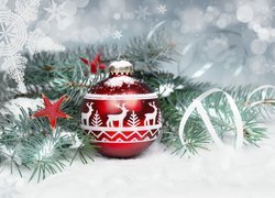 Bombka, Gałązki, Gwiazdki, Dekoracja, Świąteczna, Boże Narodzenie