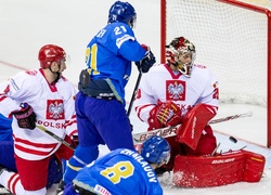 Hokej, Bramkarz, Rafał Radziszewski, Zawodnicy, Bramka, Mecz, Mistrzostwa Świata, Polska-Kazachstan, 2015
