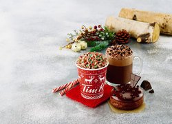 Kubki, Kawa, Krem czekoladowy, Ciasteczko, Ozdoby, Świąteczne