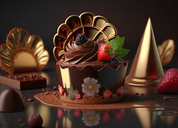 Ciastko czekoladowe z owocami w 2D
