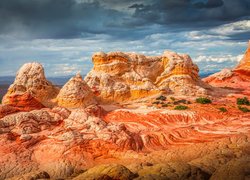Czerwone, Skały, White Pocket, Niebo, Vermilion Cliffs, Arizona, Stany Zjednoczone