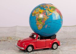Zabawki, Czerwony, Samochód, Globus