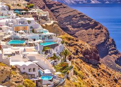 Domy na greckiej wyspie Santorini