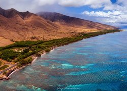 Wybrzeże, West Maui, Góry, Morze, Wyspa Maui, Hawaje, Stany Zjednoczone