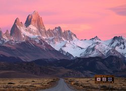 Argentyna, Patagonia, Góry, Szczyt Fitz Roy, Droga, Wschód słońca