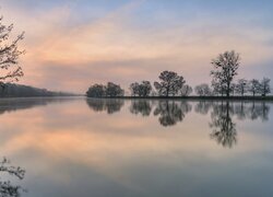 Rzeka Mozela, Drzewa, Wschód słońca, Niemcy