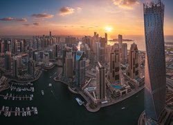 Zjednoczone Emiraty Arabskie, Dubaj, Drapacze chmur, Wieżowce, Zachód słońca