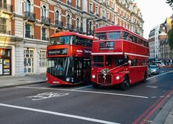 Autobus, Czerwony, Piętrowy, Domy, Ulica, Londyn, Anglia