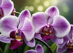 Dwukolorowe orchidee w zbliżeniu