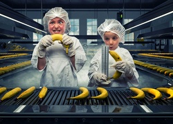 Dzieci w fabryce bananów