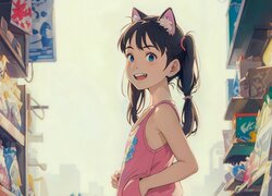 Dziewczyna, Uszy, Sklep, Anime
