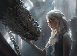 Serial, Gra o Tron, Game of Thrones, Emilia Clarke - Daenerys Targaryen, Smok
