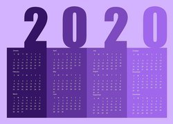 Kalendarz, 2020, Fioletowe tło