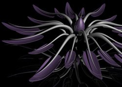 Fioletowy rozłożysty kwiat w 3D