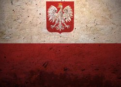 Flaga Polski z herbem narodowym
