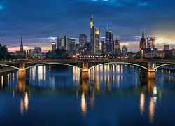 Frankfurt nad Menem, Niemcy, Domy, Rzeka, Most