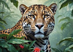 Głowa jaguara w zbliżeniu