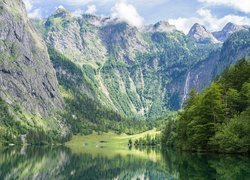 Park Narodowy Berchtesgaden, Jezioro Konigssee, Góry, Alpy, Drzewa Bawaria, Niemcy
