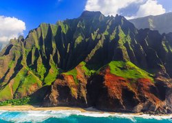 Góry, Wybrzeże, Na Pali Coast, Wyspa, Kauai, Hawaje