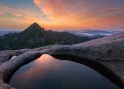 Park Narodowy Wolchulsan, Góry, Zachód słońca, Prowincja Jeolla Południowa, Korea Południowa