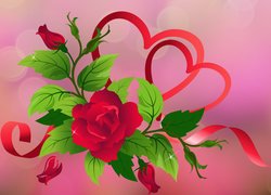 Graficzna róża i serca