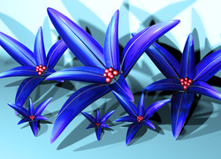 Graficzne niebieskie kwiaty w 3D