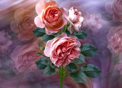 Graficzne różowe róże