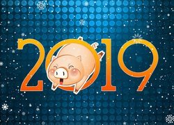 Grafika Nowego Roku 2019 ze świnką