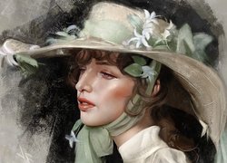 Grafika z kobietą w kapeluszu