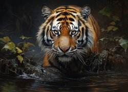 Grafika z tygrysem w wodzie