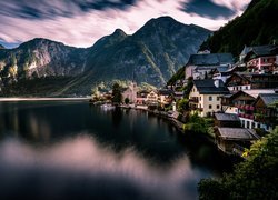 Austria, Hallstatt, Domy, Góry, Alpy Salzburskie, Jezioro Hallstattersee